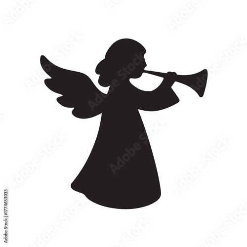Silhouette of an angel playing a trumpet a classic religious symbol