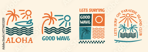 Collection of Surf Badges design, for tshirt branding, beachwear branding and other uses