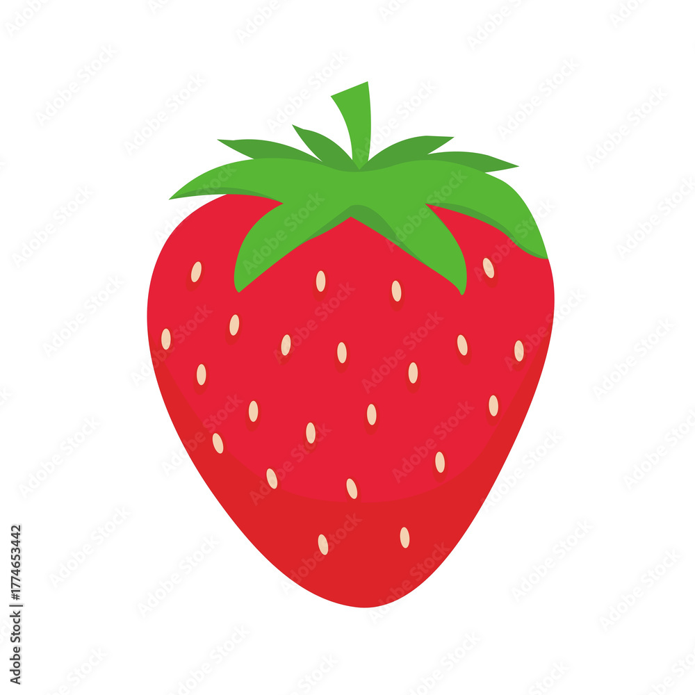 Obraz premium Fresh strawberry illustration, vibrant red fruit