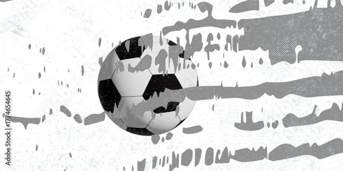 Soccer ball and gal net illustration combined pencil sketch and watercolor sketch modern art pattern