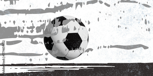 Soccer ball and gal net illustration combined pencil sketch and watercolor sketch modern art