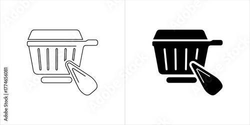 Shopping cart icon with a hand