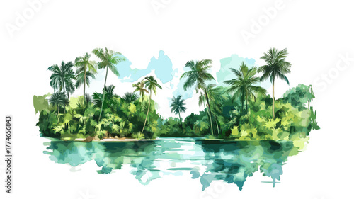 Morrocoy National Park. Morrocoy National Park hand drawn watercolor illustration