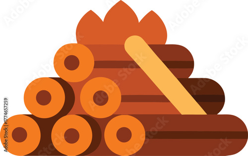 vector art of a pile of wood for fire