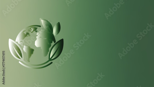 Green earth with leaf and human face symbol on a gradient background