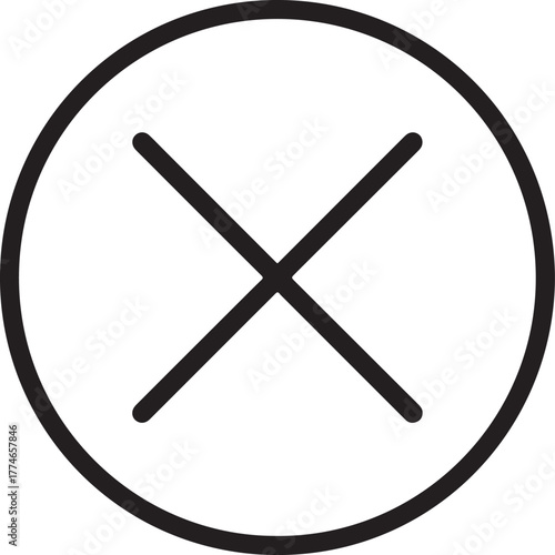 Black circle cross mark vector icon representing a cancel close or delete button symbol on dark background