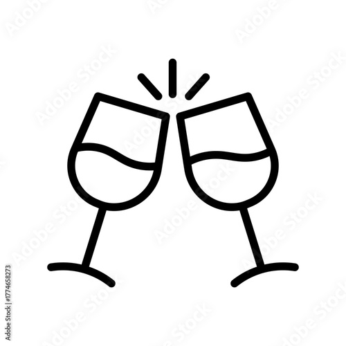 Two wine glasses toasting isolated on white background, symbolizing celebration and friendship