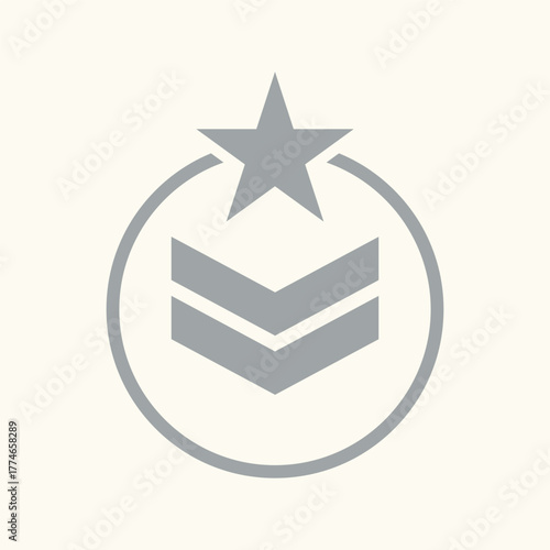 Military rank insignia with star isolated on white background for armed forces themes
