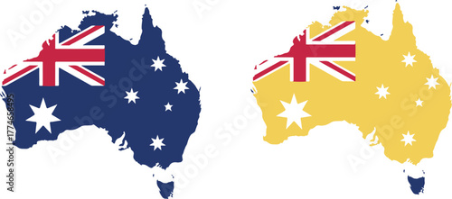 Isolated Australia flag map icon, national symbol Australia flag symbols, editable vector art, Australia flag national country patriotic travel holiday event tourism buyers