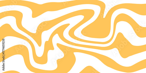 Abstract retro wavy background with yellow lines. Vector illustration