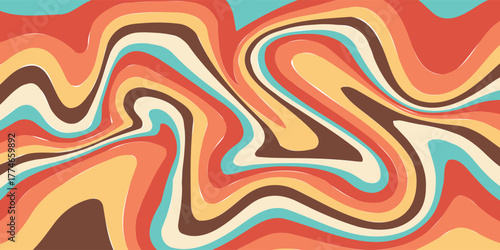 Psychedelic retro groovy colorful wavy background
