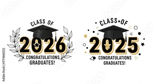 Graduation Class of 2025 and 2026 Congratulatory Badges and Emblems for Graduates
