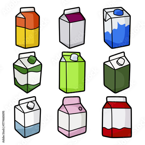 colorful milk cartons collection illustration