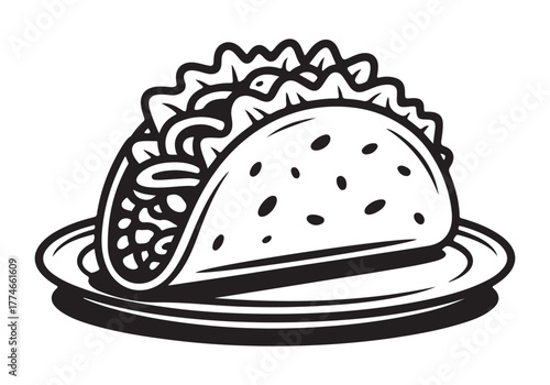 Stylized Taco Illustration on a Plate