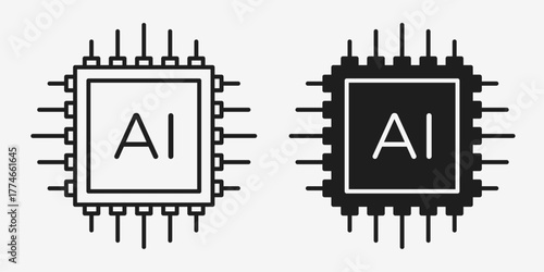 Minimal gray vector circuit icon in AI format, ideal for chip design, computing, and modern technology concepts.