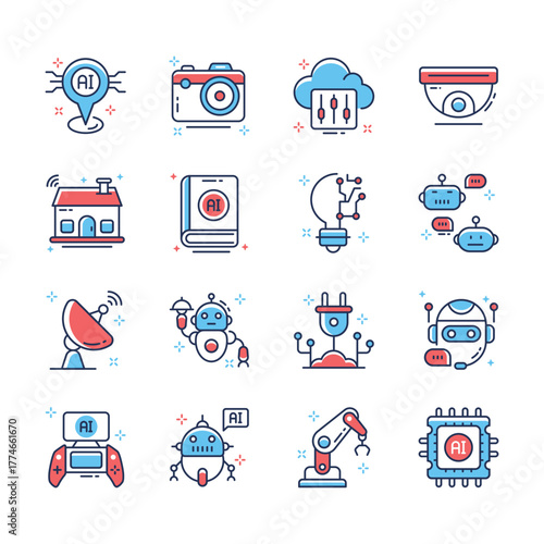 Creatively designed flat outline icon of artificial intelligence in modern design style