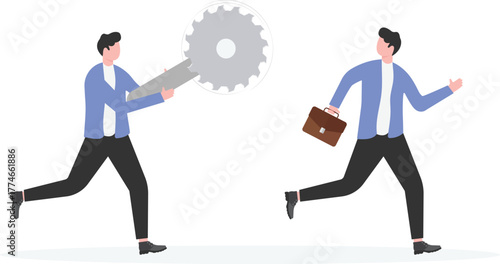 Jealous colleague or coworker envy for other being better or promoted,
