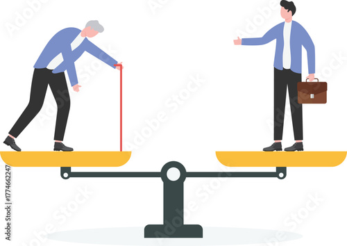 A Justice scale with work and health care
