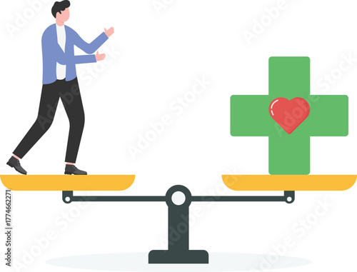 A Justice scale with work and health care

