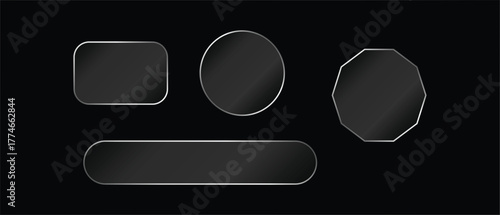 Elegant glass morphism shapes vector illustration with metallic accents design