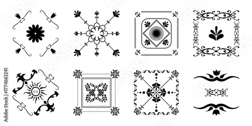 Vintage Decorative Floral Ornament Set