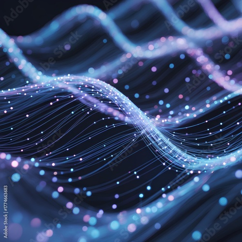 Wallpaper Mural Abstract Data Wave with Glowing Light Particles Torontodigital.ca