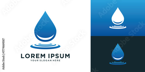 Blue water drop splash logo design