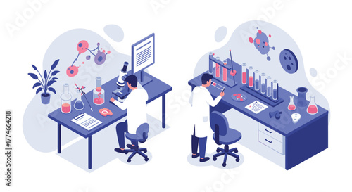 Scientists in laboratory conducting experiments with modern equipment
