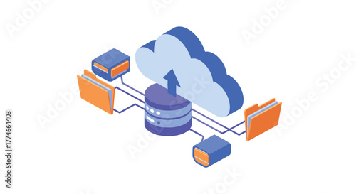 Isometric cloud computing network with data storage and file sharing elements