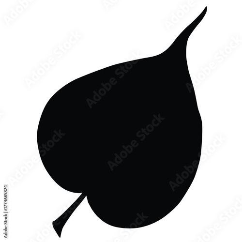 cute cartoon hand drawn vector pipal leave silhouette.