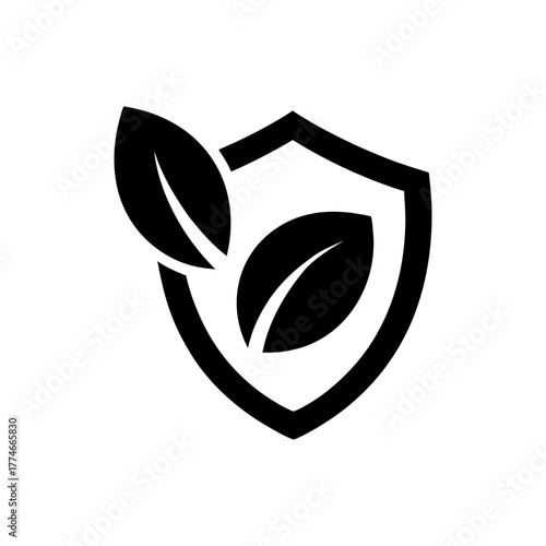 Minimal eco leaf and shield vector design for sustainable environment and natural protection