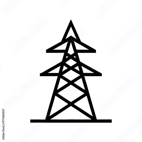 Minimal electric tower vector illustration for power transmission and energy industry theme