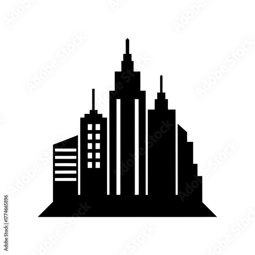 Simple urban skyscraper silhouette vector design for city architecture and modern skyline art