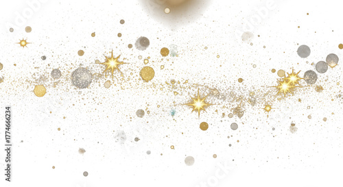 Magic flare texture . White stardust with golden shimmer, spark particles, and radiant bokeh Clean PNG