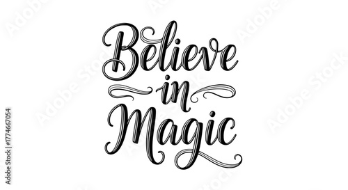 Tableau sur toile Believe in Magic motivational typography art for posters, inspiring quotes, and