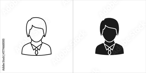 Man icon in outline and solid black