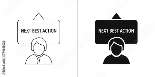 Person holding a sign with next best action