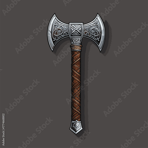 cartoon vector image of a gallant viking axe 