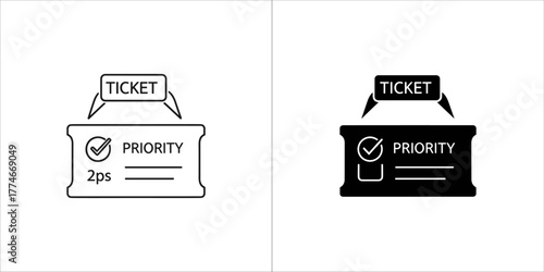 Priority ticket icon with checkmark and text