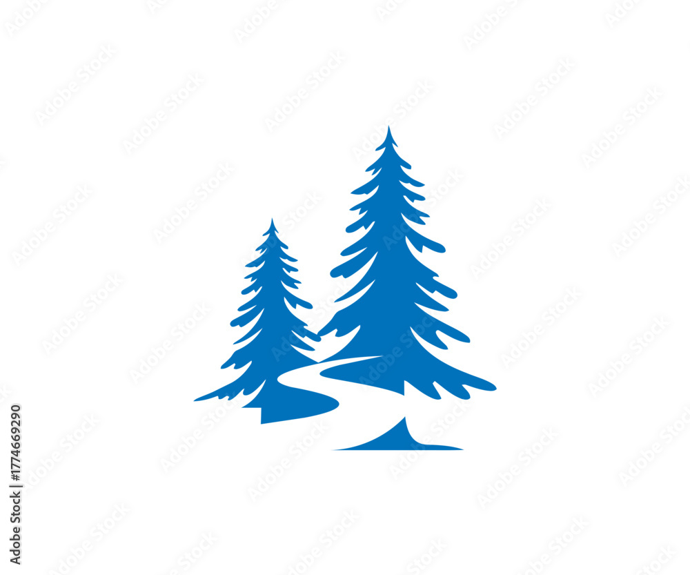 Fototapeta premium Two pine trees with a path