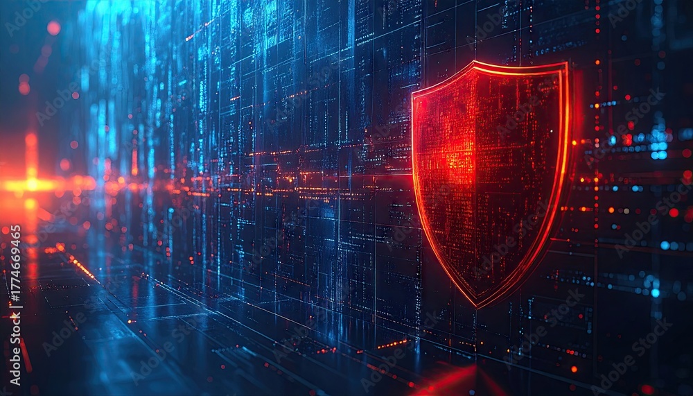 Fototapeta premium Futuristic Digital Shield Protecting Data in a Cyber Network.
