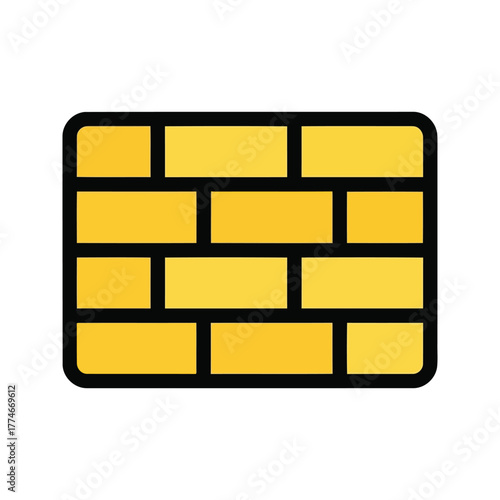 Brick wall icon isolated on transparent background, a simple and modern design in yellow