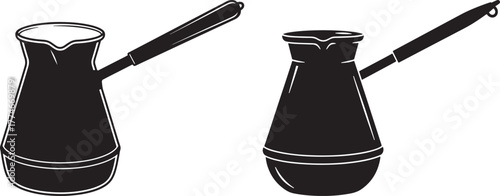 Two turkish coffee pots in silhouette