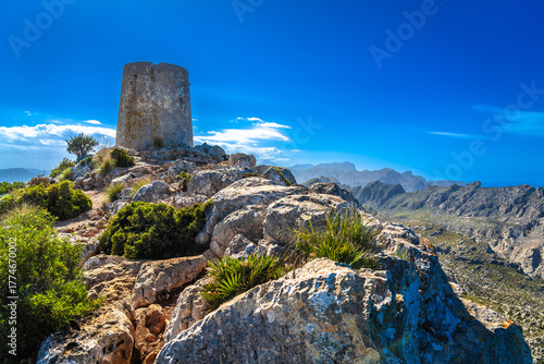 Wallpaper Mural Island of Mallorca. Albercutx Watchtower on Cap Formentor peninsula view Torontodigital.ca