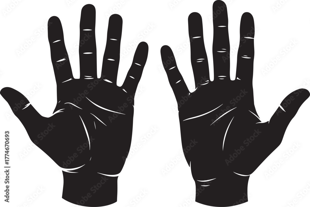Fototapeta premium Two open black hands silhouette facing forward