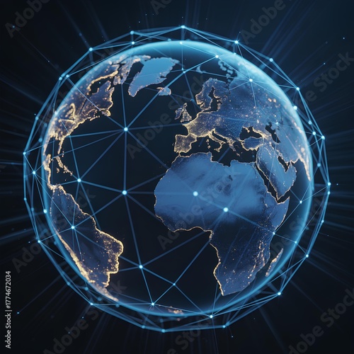 Wallpaper Mural Global Network Connections Around Earth – Digital Communication and Data Exchange Torontodigital.ca