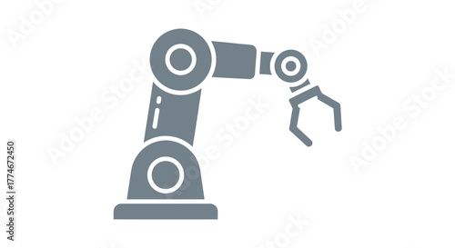 Industrial Robotic Arm Icon for Automation and Manufacturing.