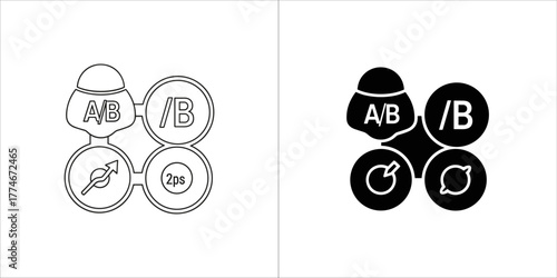 Ab testing icons with compass and percentage symbol
