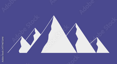 Minimalist Mountain Range Peaks Vector Illustration.
