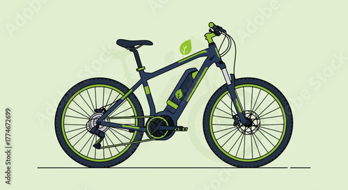 Modern Electric Mountain Bike with Yellow Accents.